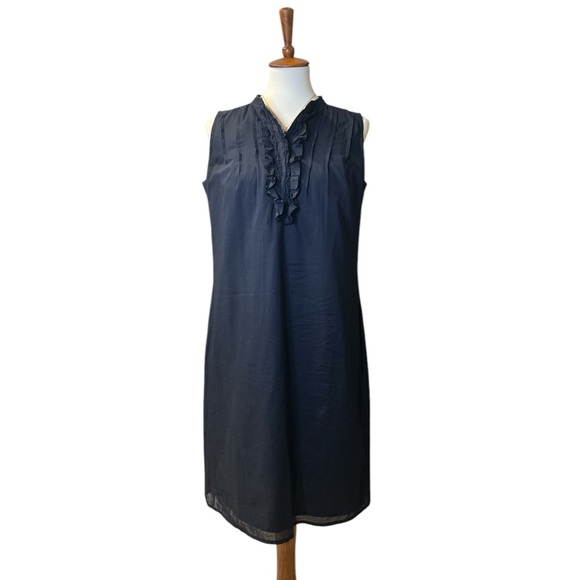 Lands End Navy Blue Sleeveless Lined Pintuck Pleats Dress - Size‎ 6 - Picture 1 of 7